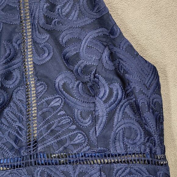 Bardot Lace Sheath‎ Dress sz 10 L Women Gemma Navy Blue Halter Cocktail Wedding - Picture 8 of 12